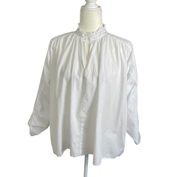 Zara Cotton Poet Blouse Women's Size XS Oversized Ruffle Romantic Boho Whimsy - Picture 4 of 12